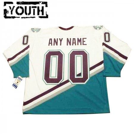 Kinder Eishockey Anaheim Ducks Mighty Ducks Trikot Custom CCM Throwback Weiß Authentic